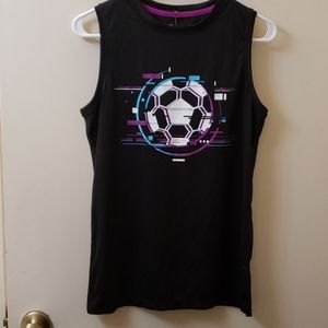 All in Motion Sleeveless front Soccer print Tee.